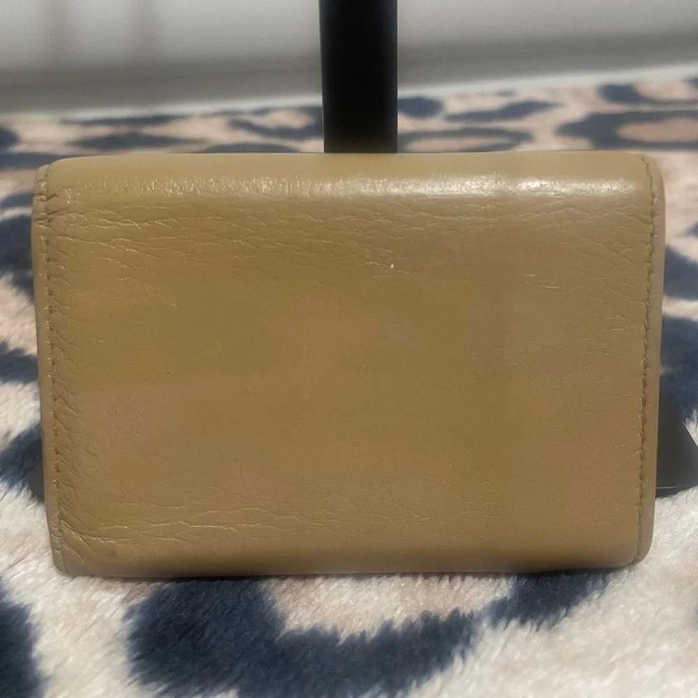 Balenciaga Beige Leather Mini Compact Wallet